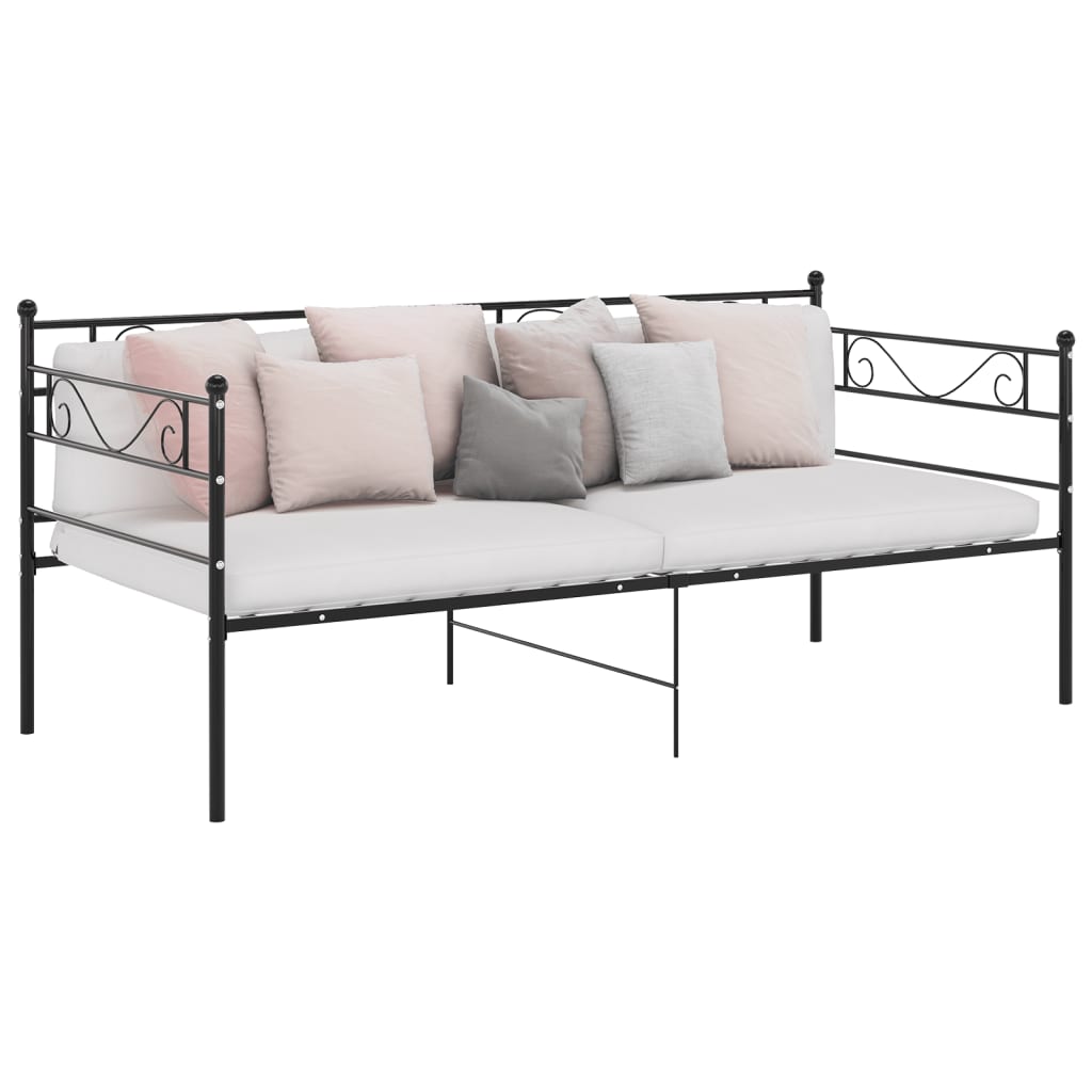 Sofa bed frame without mattress black metal 90x200 cm