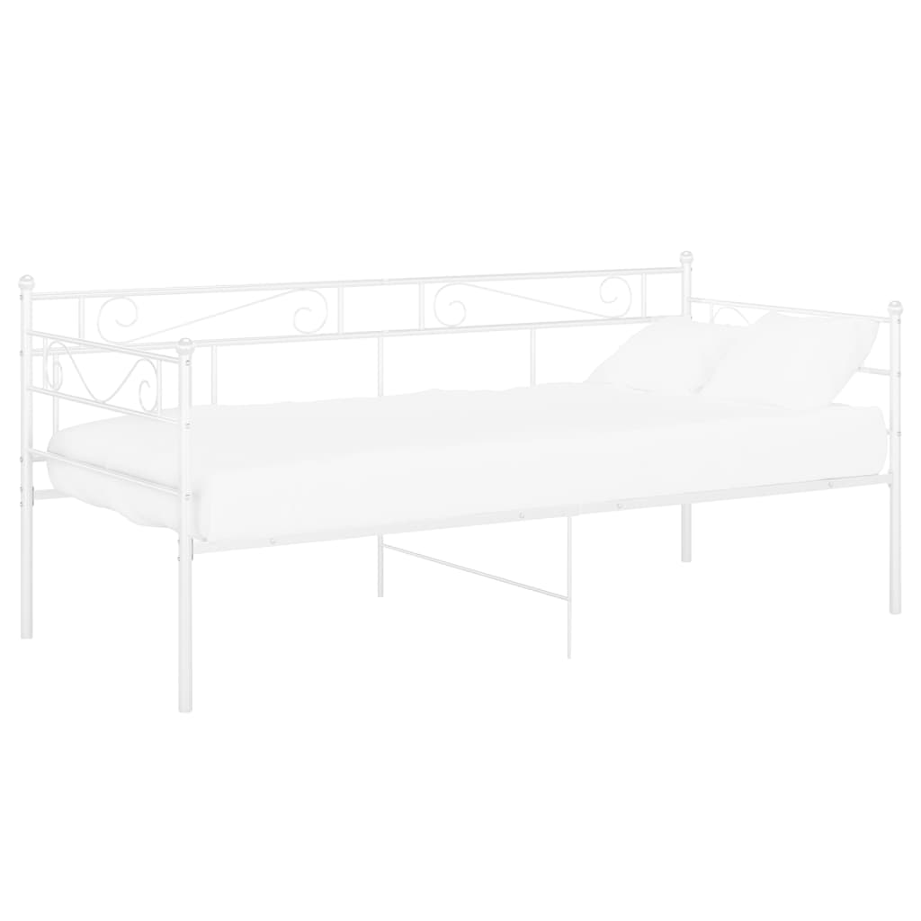 Sofa bed frame without mattress white metal 90x200 cm