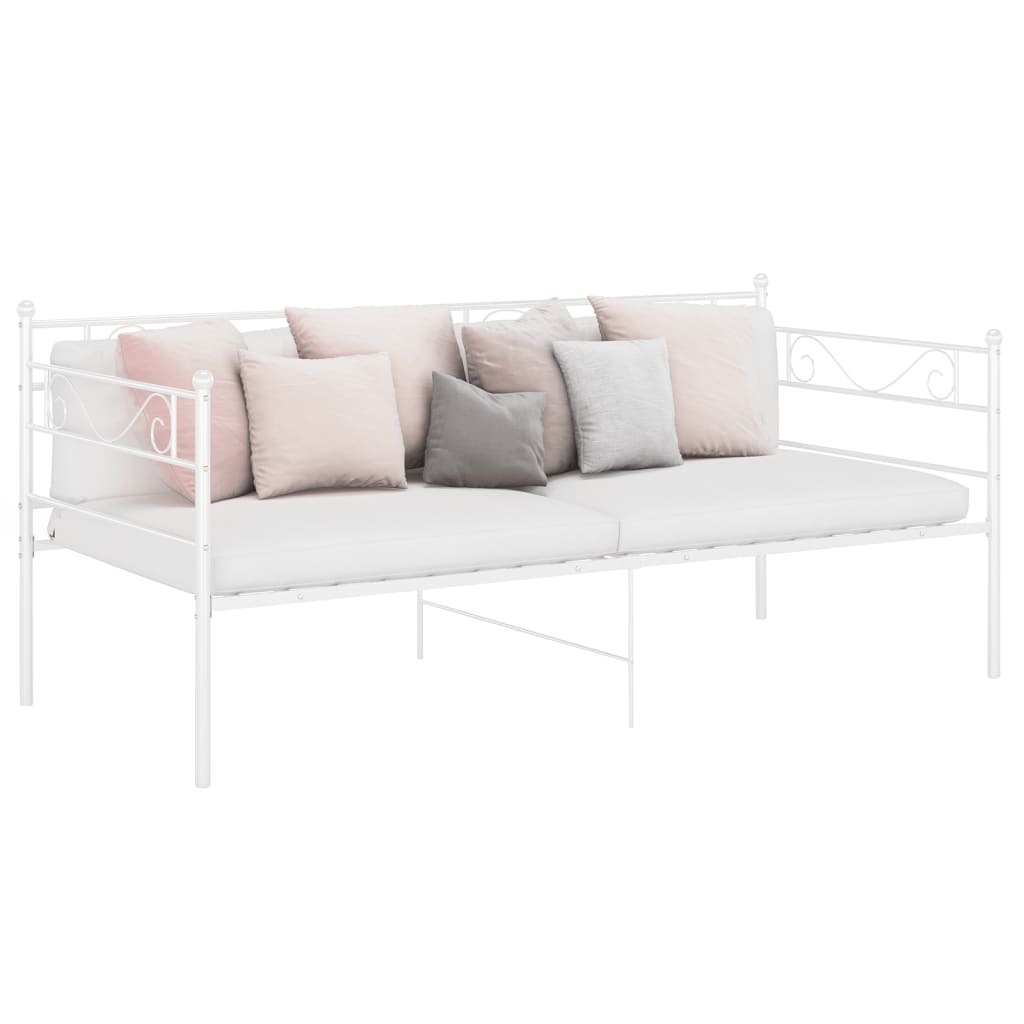 Sofa bed frame without mattress white metal 90x200 cm