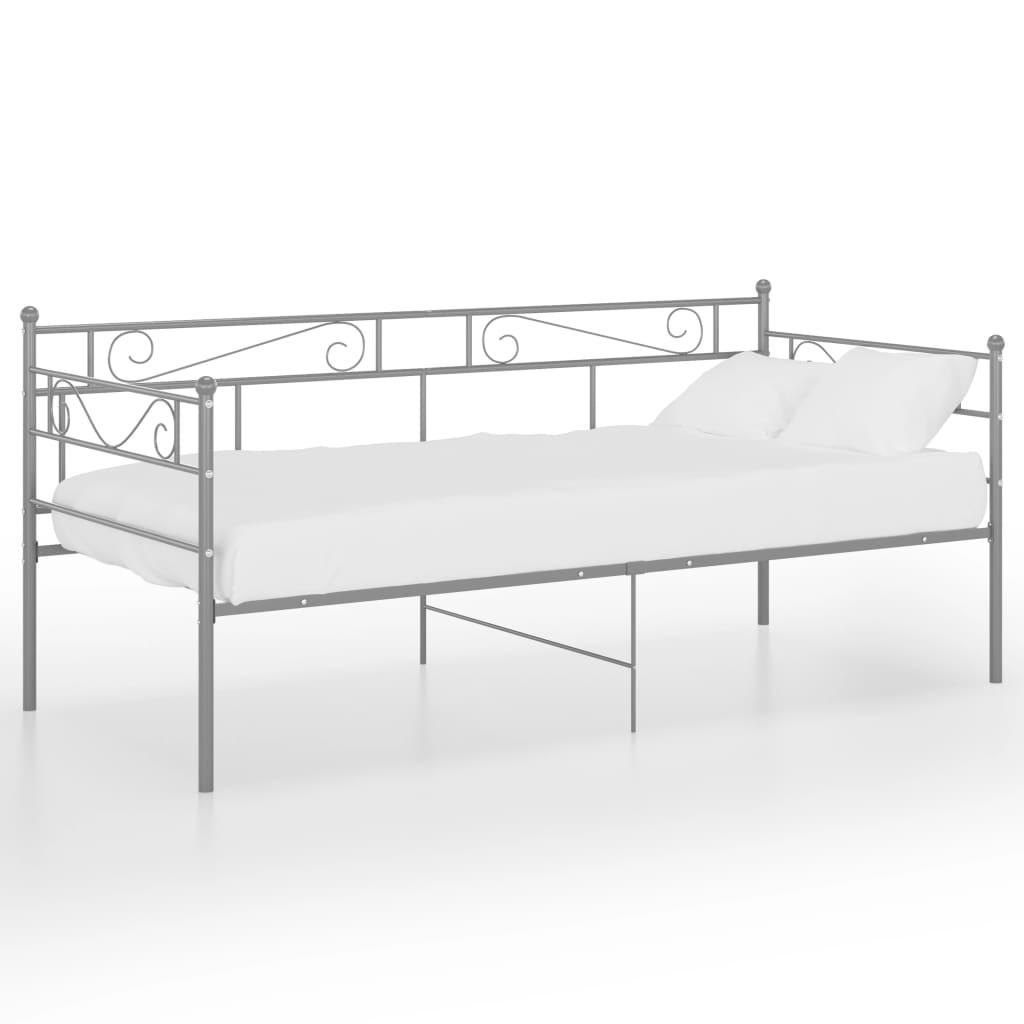 Sofa bed frame without mattress gray metal 90x200 cm