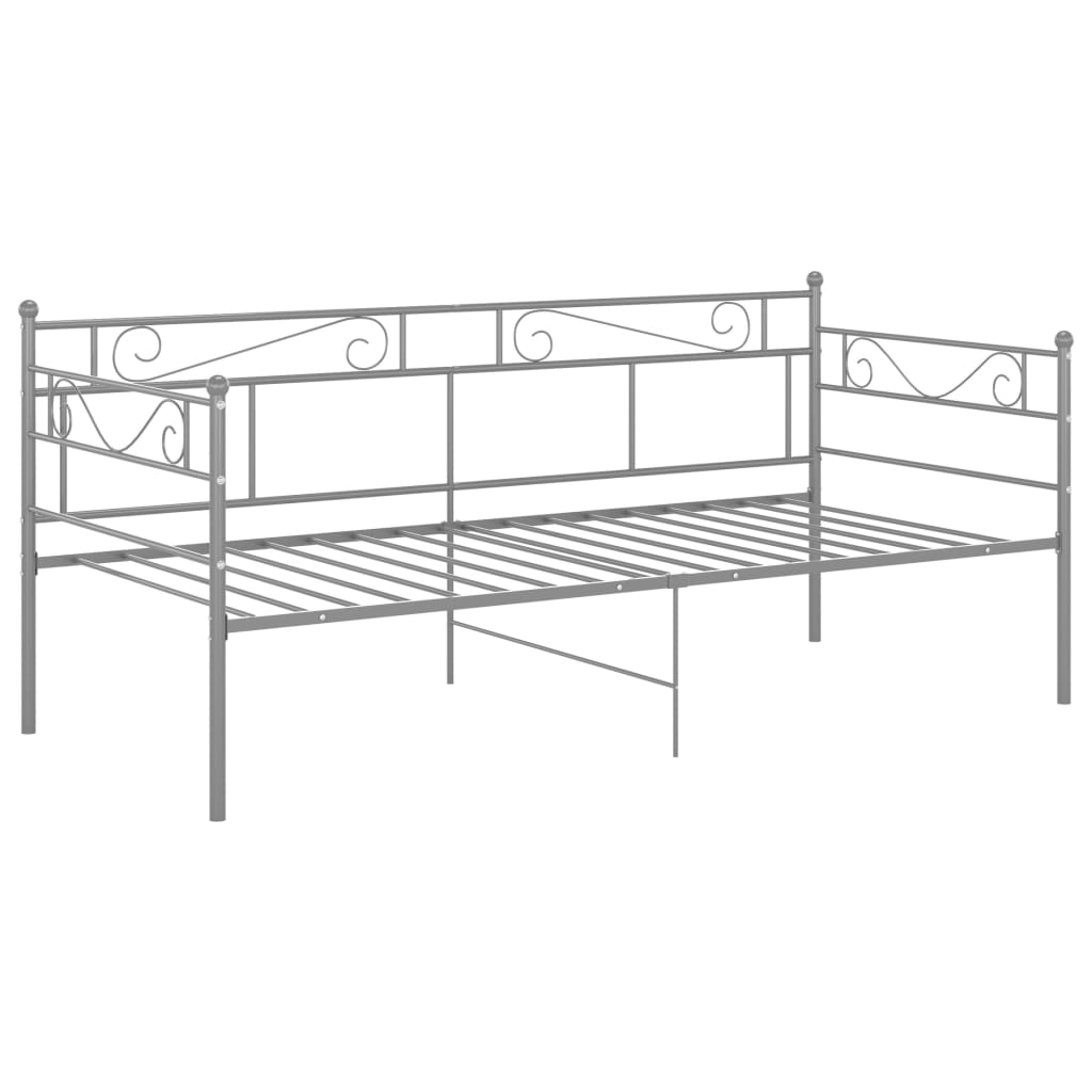 Sofa bed frame without mattress gray metal 90x200 cm