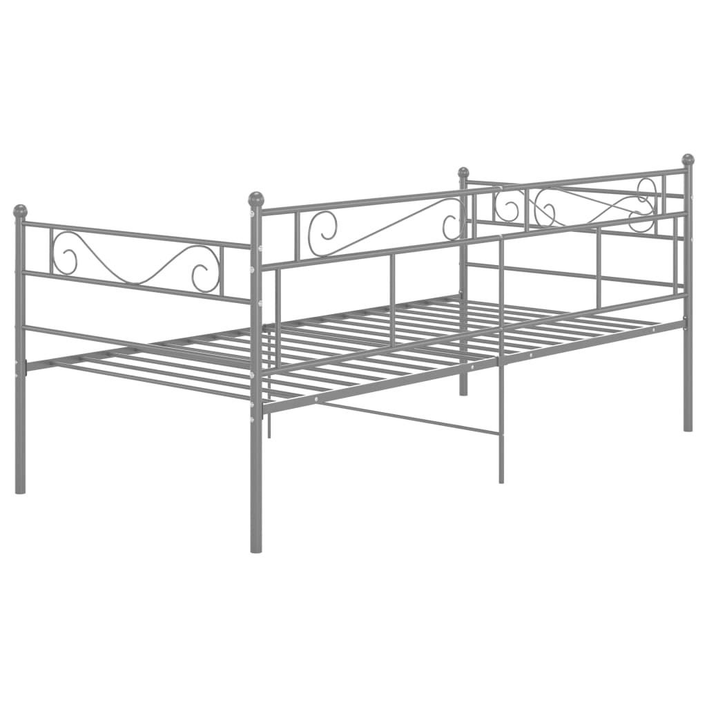 Sofa bed frame without mattress gray metal 90x200 cm