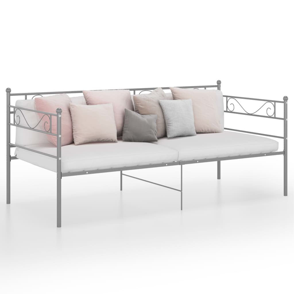 Sofa bed frame without mattress gray metal 90x200 cm