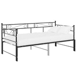 Extendable Sofa Bed Frame Without Mattress Black Metal 90x200cm