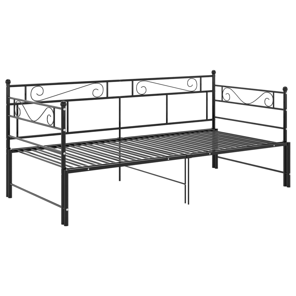 Extendable Sofa Bed Frame Without Mattress Black Metal 90x200cm