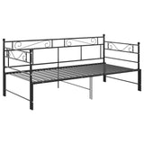 Extendable Sofa Bed Frame Without Mattress Black Metal 90x200cm