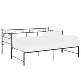 Extendable Sofa Bed Frame Without Mattress Black Metal 90x200cm