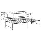 Extendable Sofa Bed Frame Without Mattress Black Metal 90x200cm