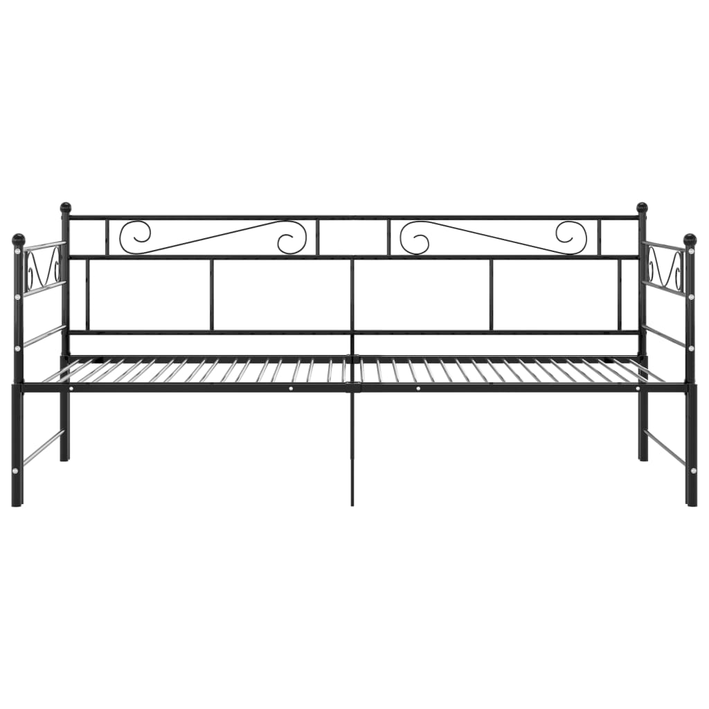 Extendable Sofa Bed Frame Without Mattress Black Metal 90x200cm