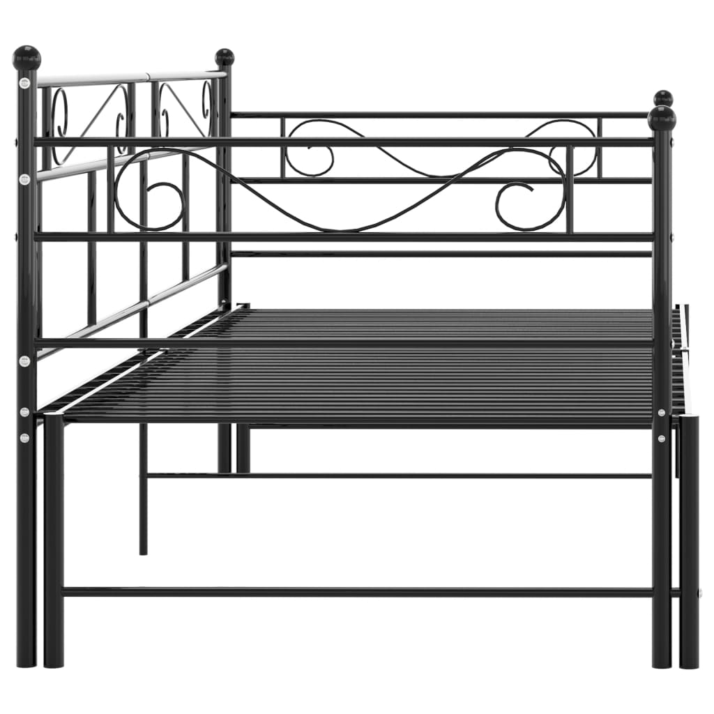 Extendable Sofa Bed Frame Without Mattress Black Metal 90x200cm