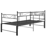 Extendable Sofa Bed Frame Without Mattress Black Metal 90x200cm