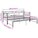 Extendable Sofa Bed Frame Without Mattress Black Metal 90x200cm