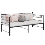 Extendable Sofa Bed Frame Without Mattress Black Metal 90x200cm