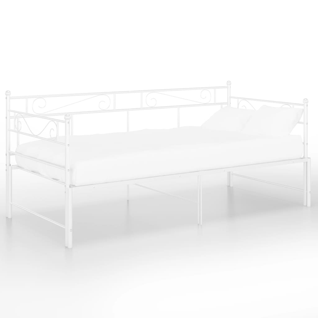 Extendable sofa bed frame without mattress white 90x200 cm