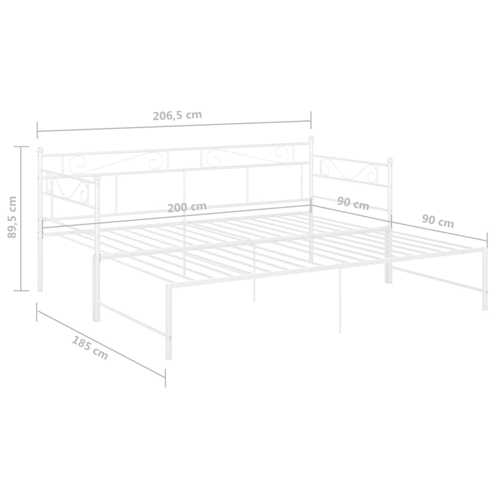 Extendable sofa bed frame without mattress white 90x200 cm