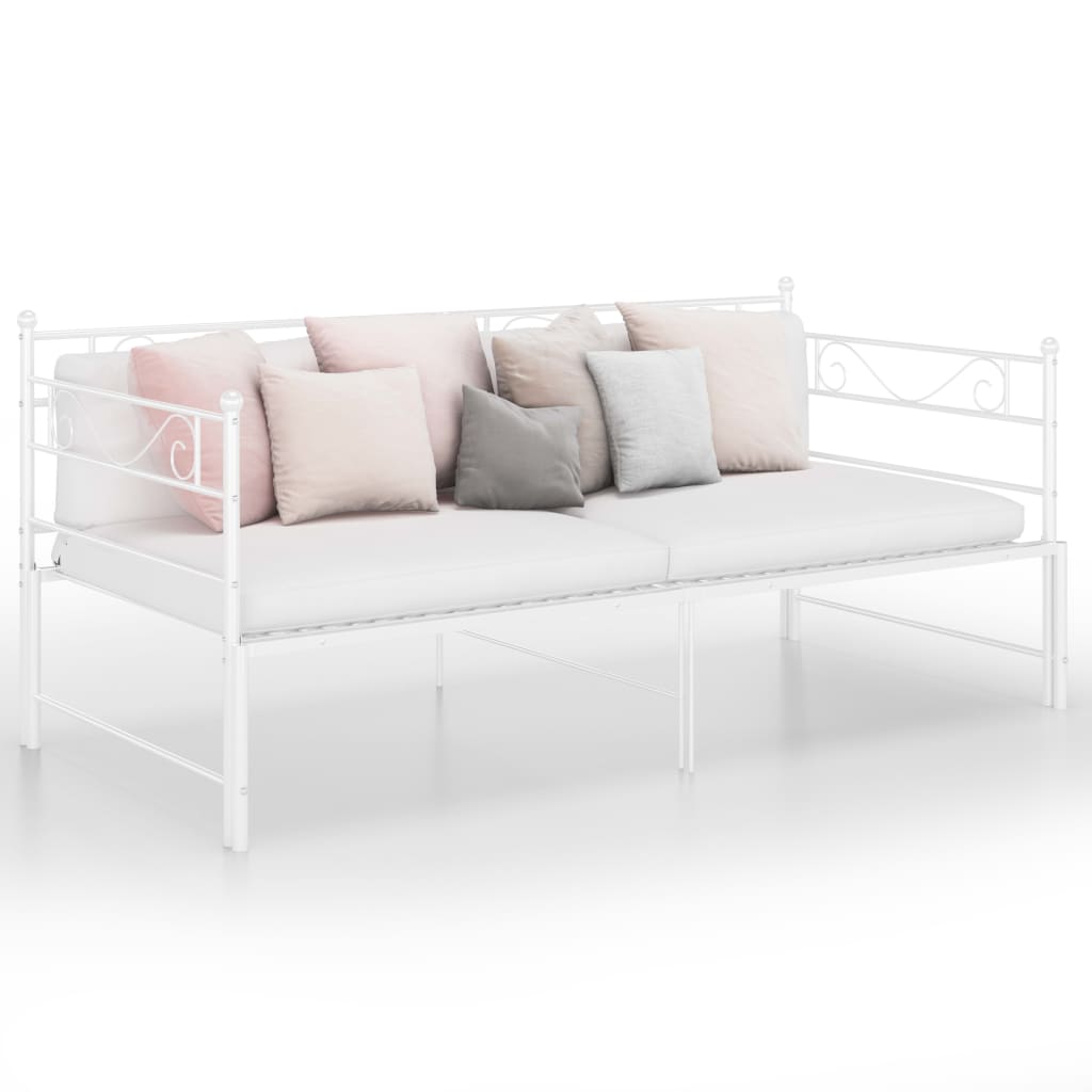 Extendable sofa bed frame without mattress white 90x200 cm