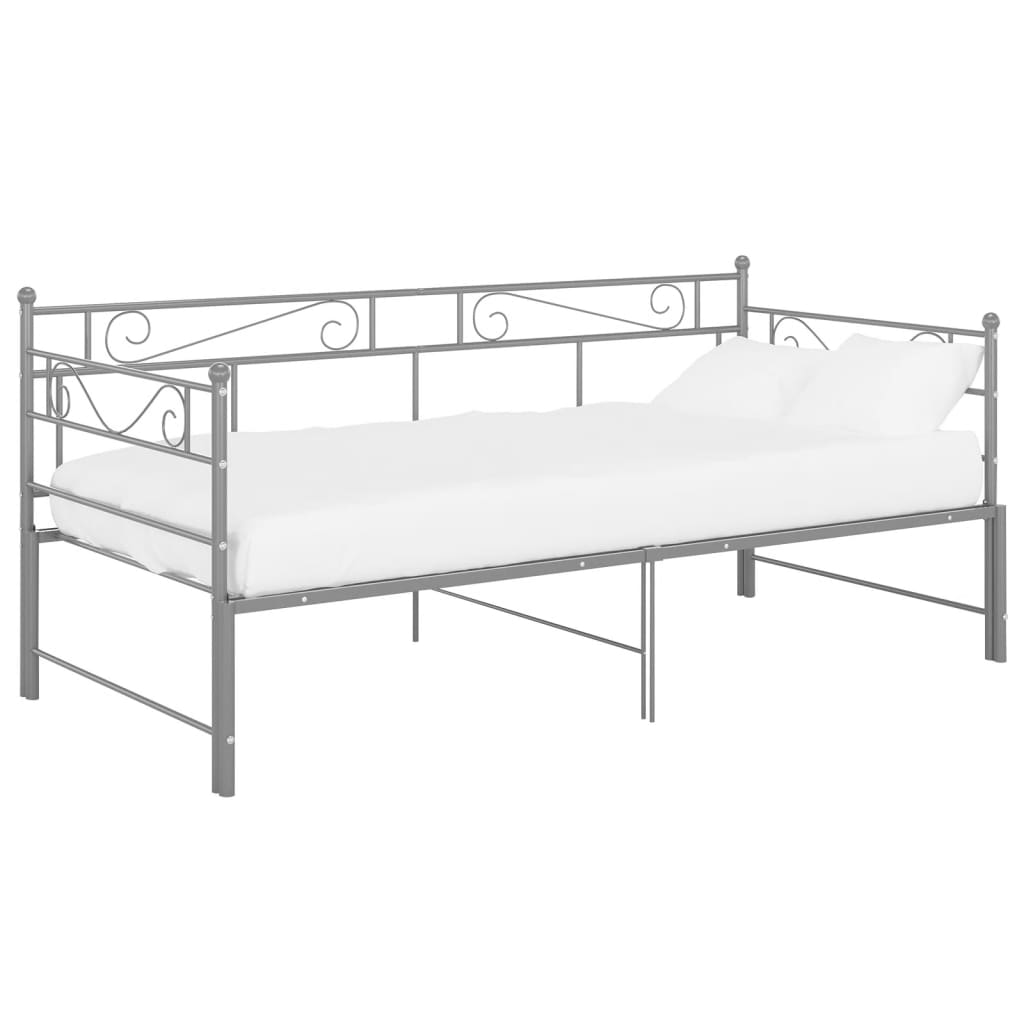 Extendable sofa bed frame without mattress gray metal 90x200cm