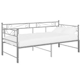 Extendable sofa bed frame without mattress gray metal 90x200cm