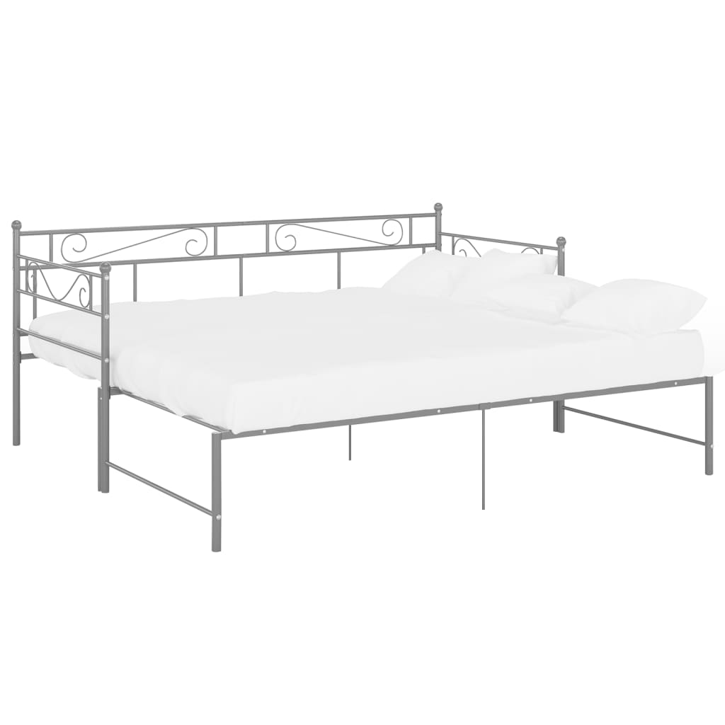 Extendable sofa bed frame without mattress gray metal 90x200cm