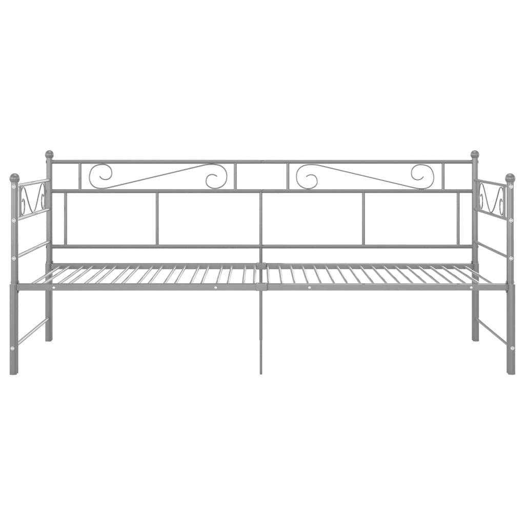 Extendable sofa bed frame without mattress gray metal 90x200cm