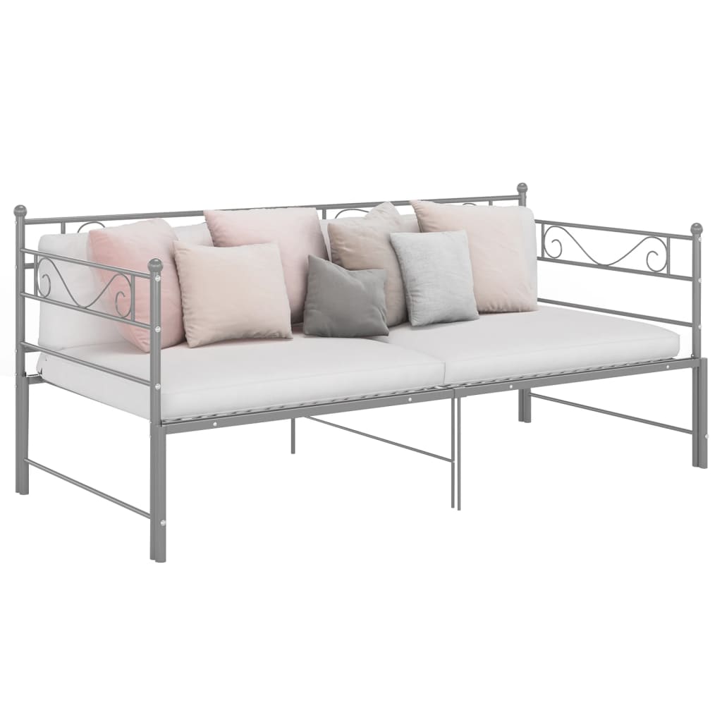 Extendable sofa bed frame without mattress gray metal 90x200cm