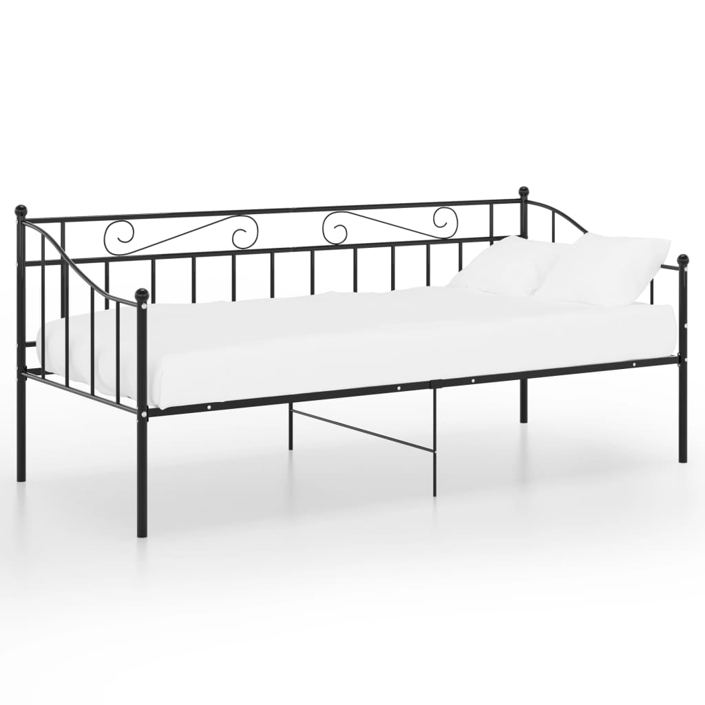 Cadre de canapé-lit sans matelas noir métal 90x200 cm