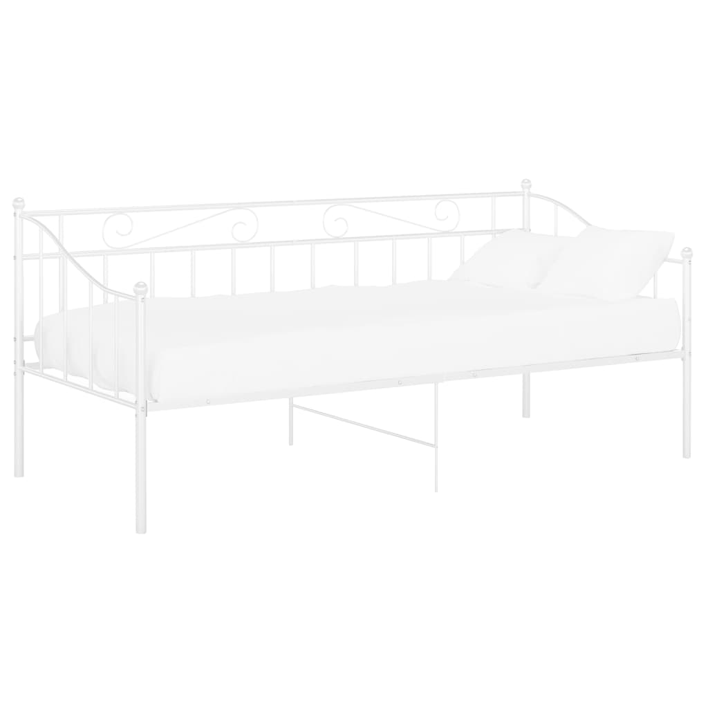 Sofa bed frame without mattress white metal 90x200 cm