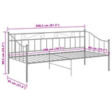 Cadre de canapé-lit sans matelas gris métal 90x200 cm