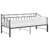 Extendable Sofa Bed Frame Without Mattress Black Metal 90x200cm