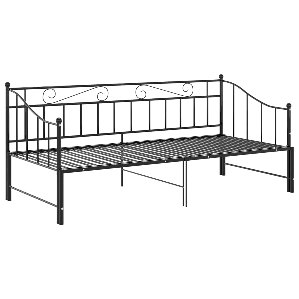 Extendable Sofa Bed Frame Without Mattress Black Metal 90x200cm