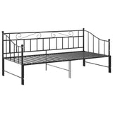 Extendable Sofa Bed Frame Without Mattress Black Metal 90x200cm