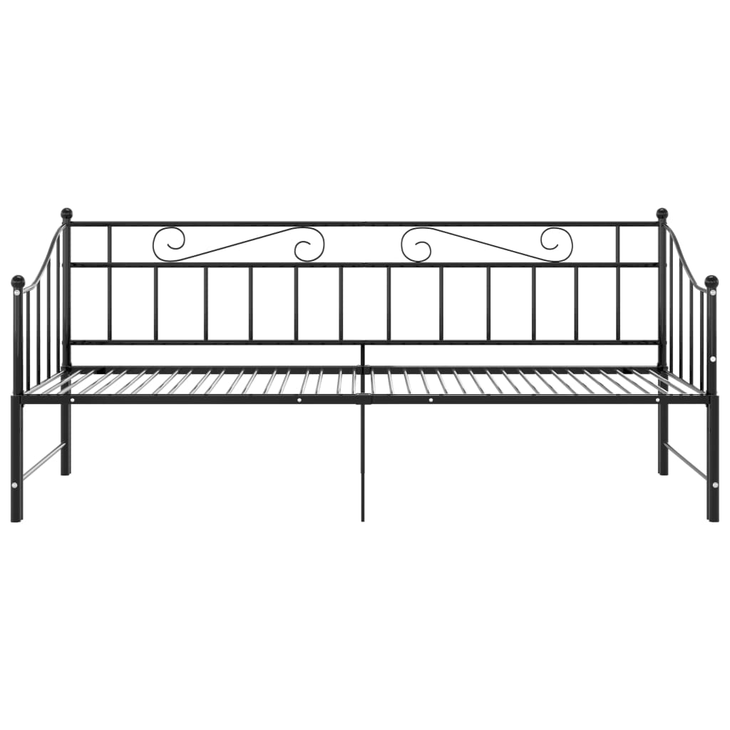 Extendable Sofa Bed Frame Without Mattress Black Metal 90x200cm