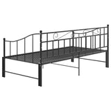 Extendable Sofa Bed Frame Without Mattress Black Metal 90x200cm