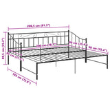 Extendable Sofa Bed Frame Without Mattress Black Metal 90x200cm