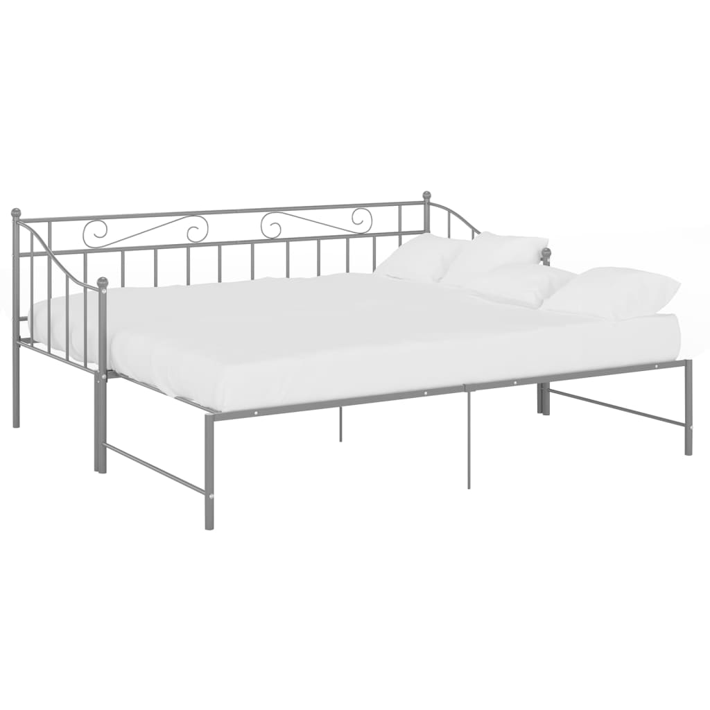 Extendable sofa bed frame without mattress gray metal 90x200cm