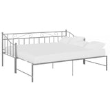 Extendable sofa bed frame without mattress gray metal 90x200cm