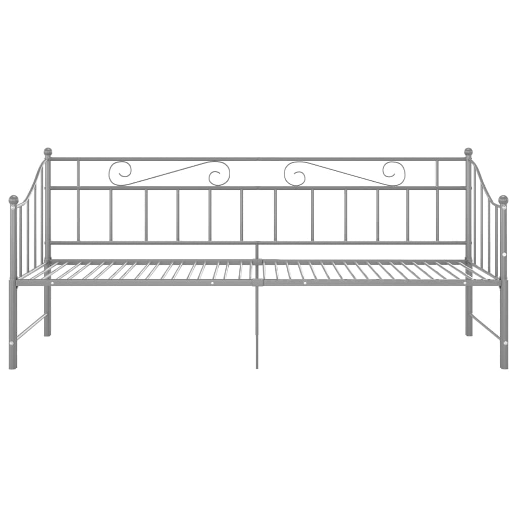 Extendable sofa bed frame without mattress gray metal 90x200cm