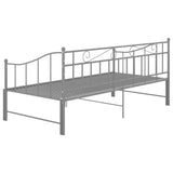 Extendable sofa bed frame without mattress gray metal 90x200cm