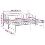 Extendable sofa bed frame without mattress gray metal 90x200cm