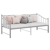 Extendable sofa bed frame without mattress gray metal 90x200cm