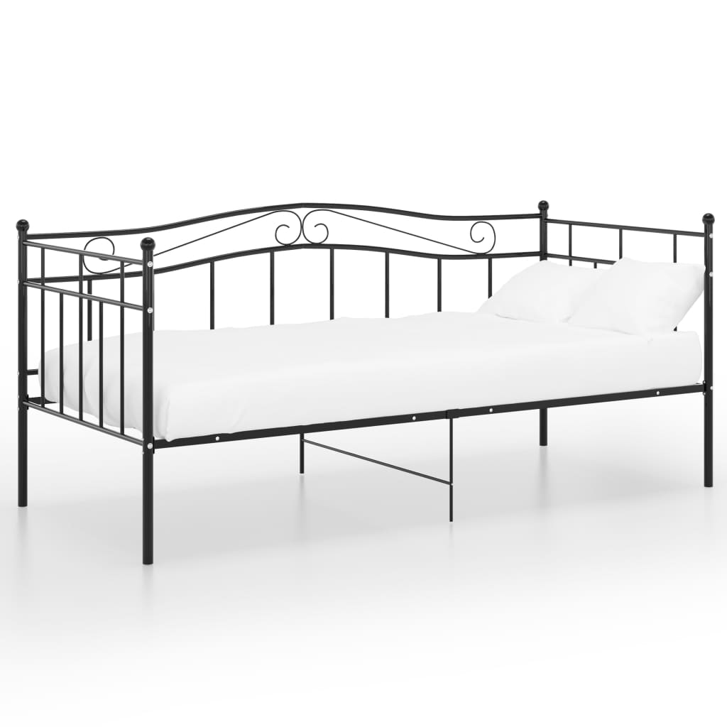 Sofa bed frame without mattress black metal 90x200 cm