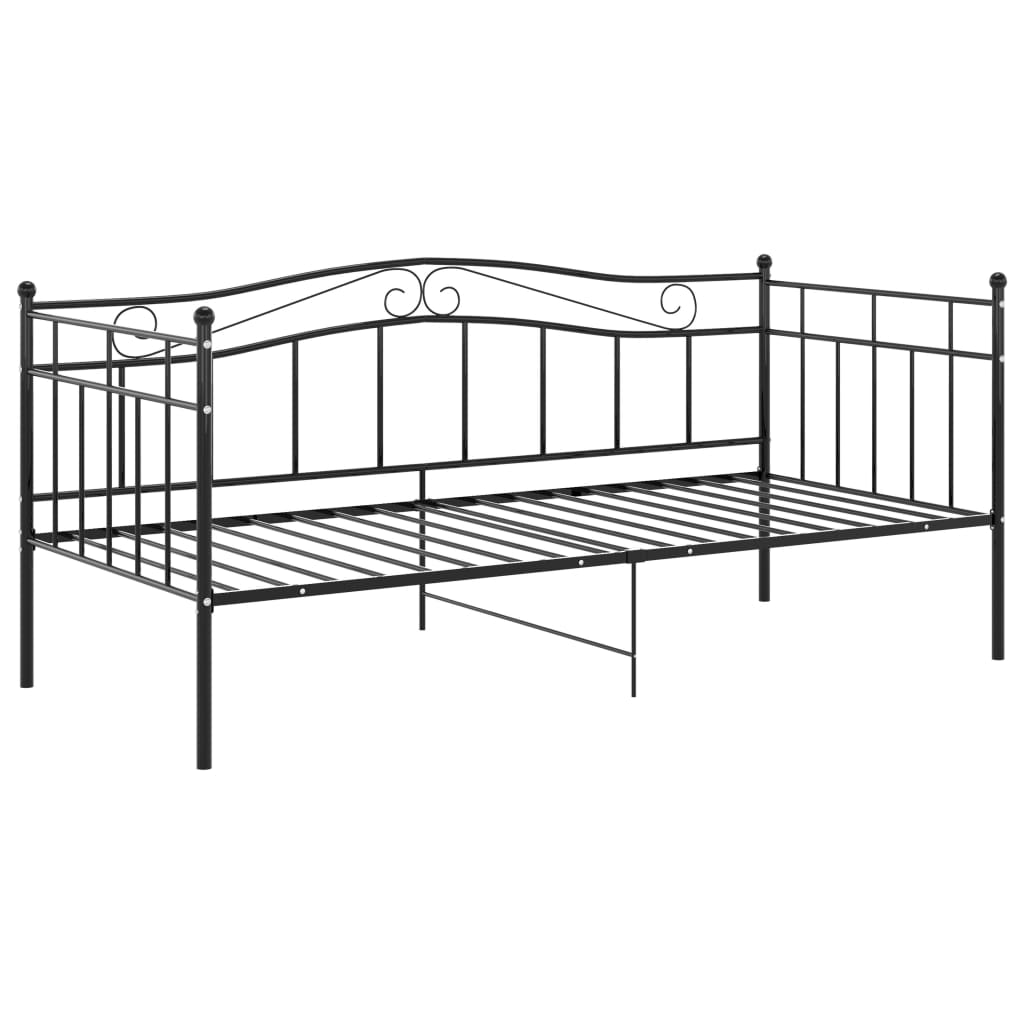 Sofa bed frame without mattress black metal 90x200 cm