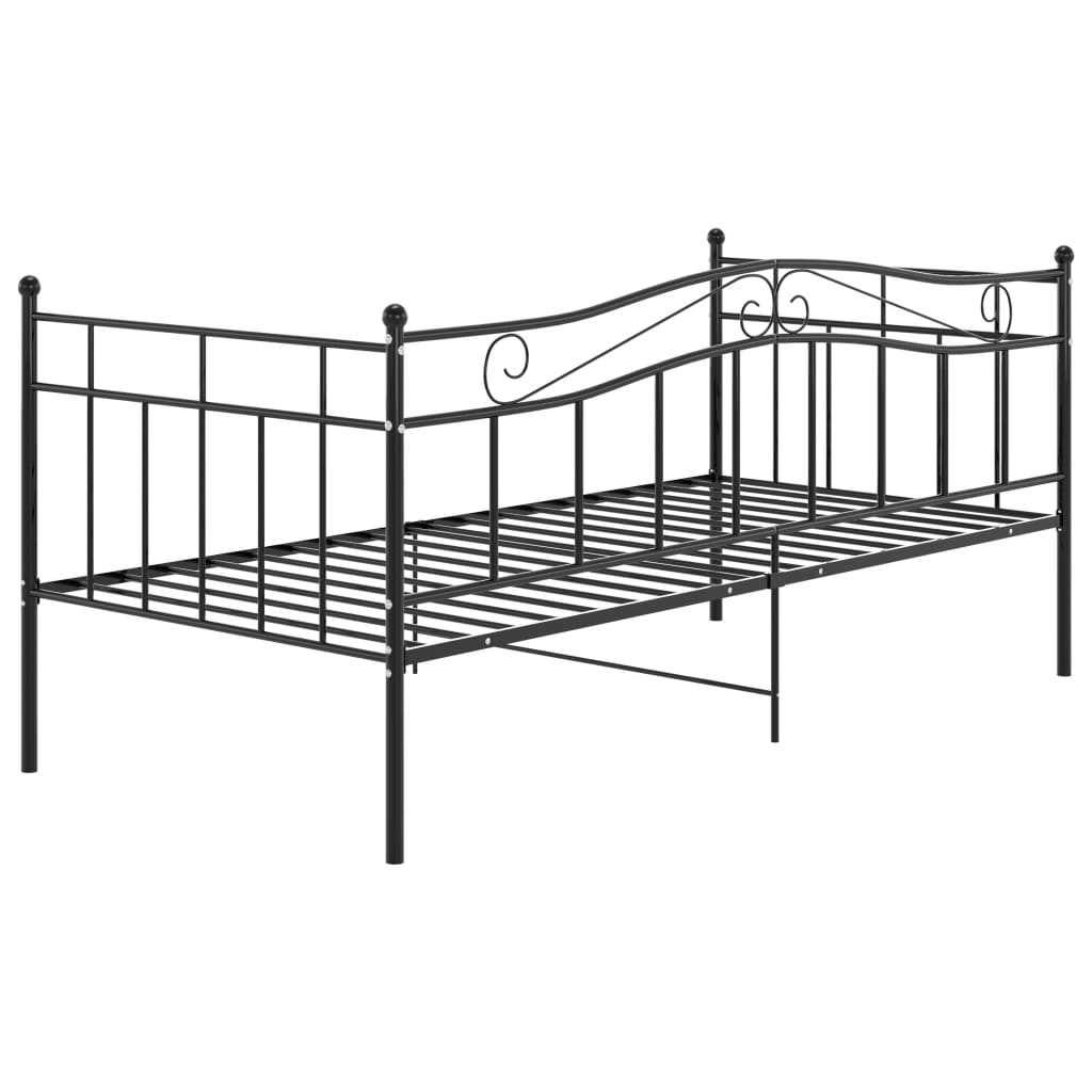 Sofa bed frame without mattress black metal 90x200 cm