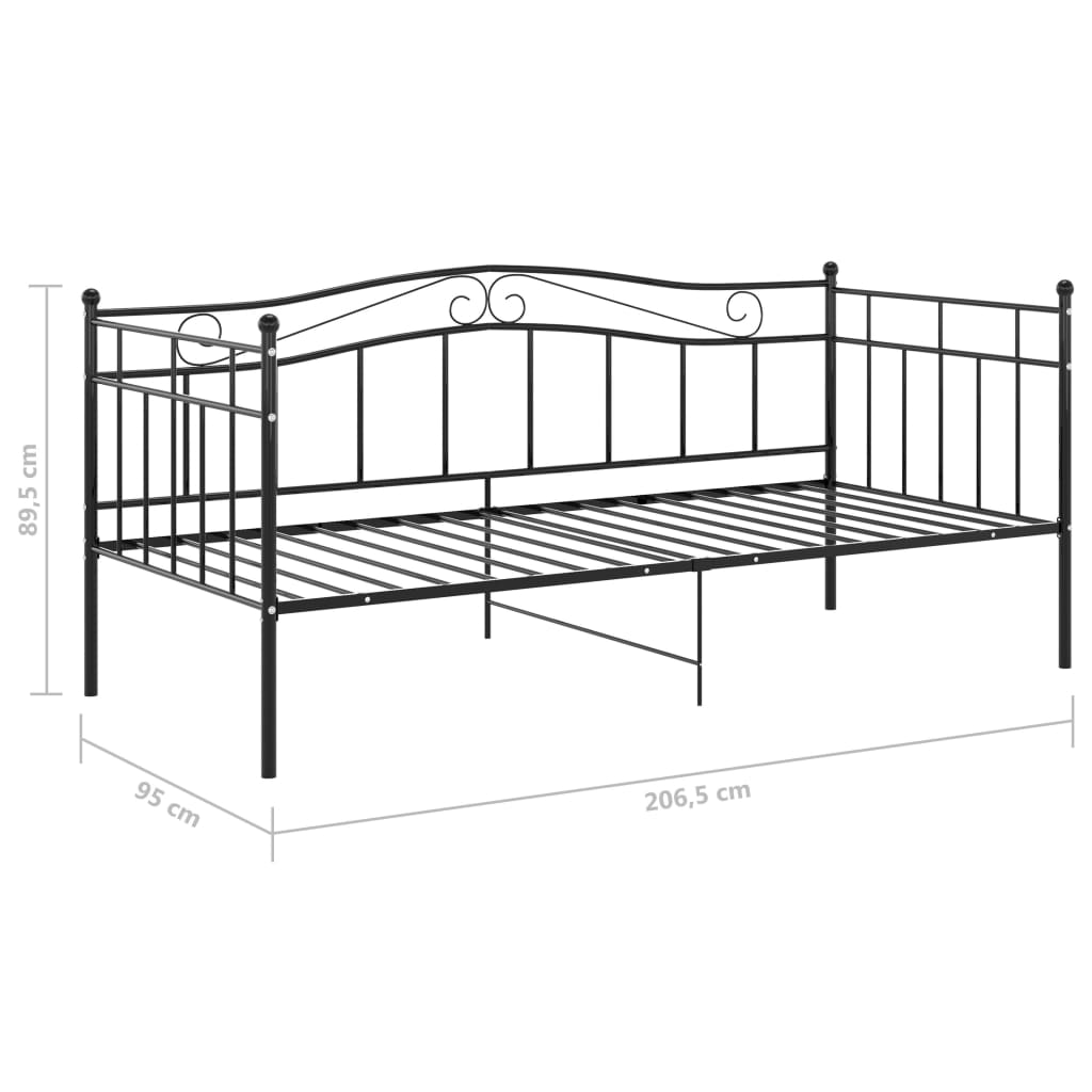 Sofa bed frame without mattress black metal 90x200 cm