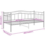 Sofa bed frame without mattress gray metal 90x200 cm