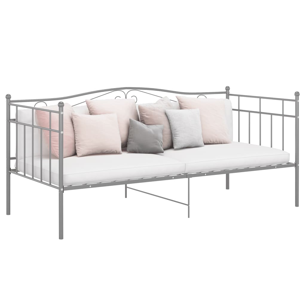 Sofa bed frame without mattress gray metal 90x200 cm