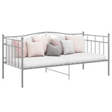 Sofa bed frame without mattress gray metal 90x200 cm