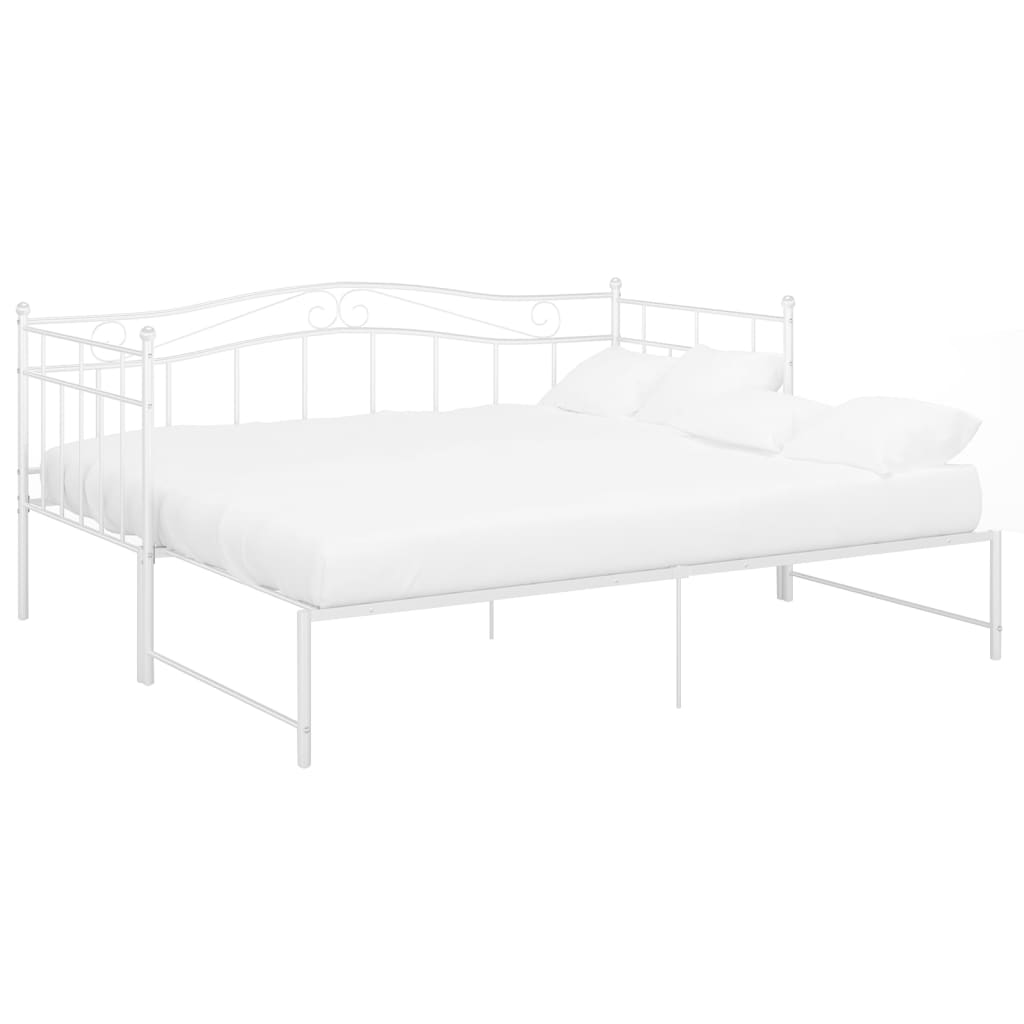 Extendable sofa bed frame without mattress white 90x200 cm