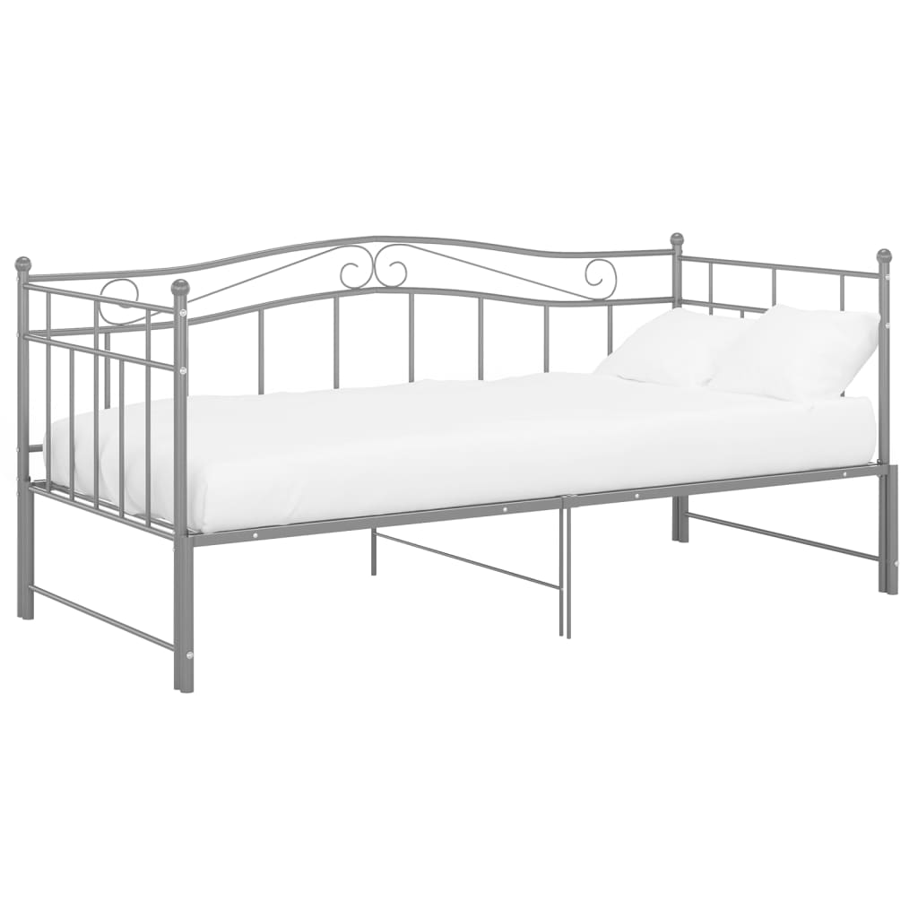 Extendable sofa bed frame without mattress gray metal 90x200cm