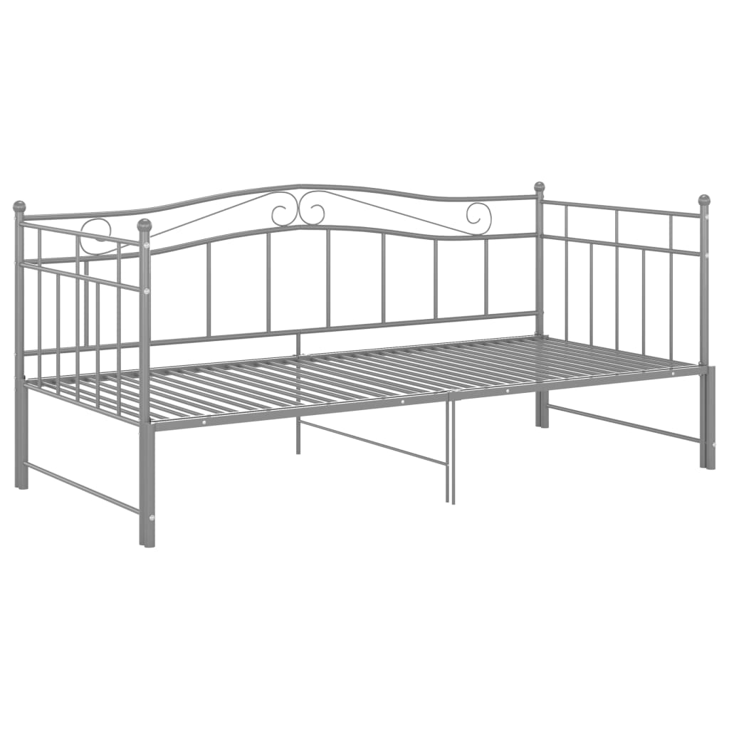 Extendable sofa bed frame without mattress gray metal 90x200cm